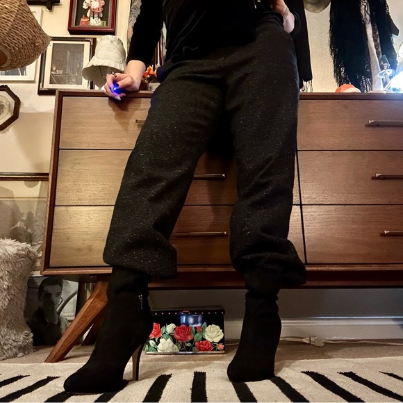 🥀 talbots black wool tweed slacks size 8p - Picture 2 of 5